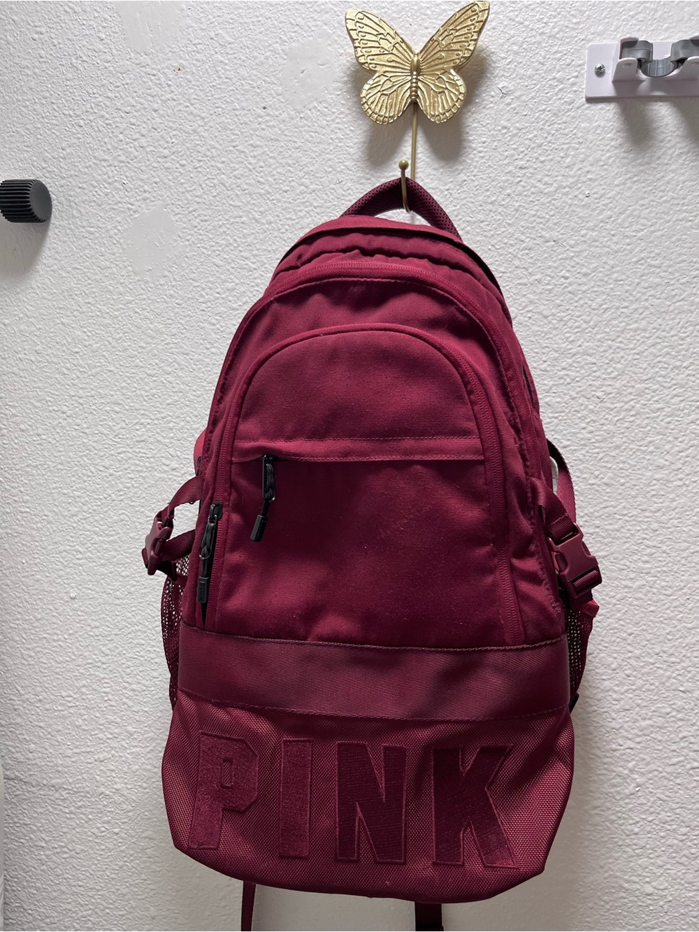 PINK Victoria's Secret Deep Red Men's Backpack with Embossed Logo